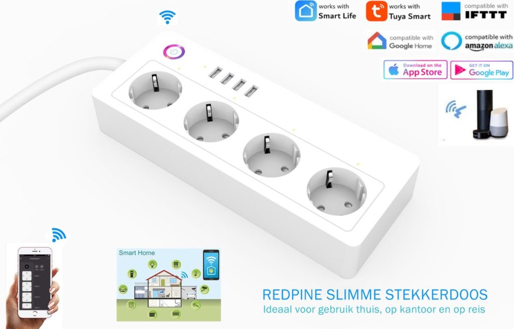 energiebesparende producten - Redpine Tuya Smart Life WiFi Smart Multi-plug